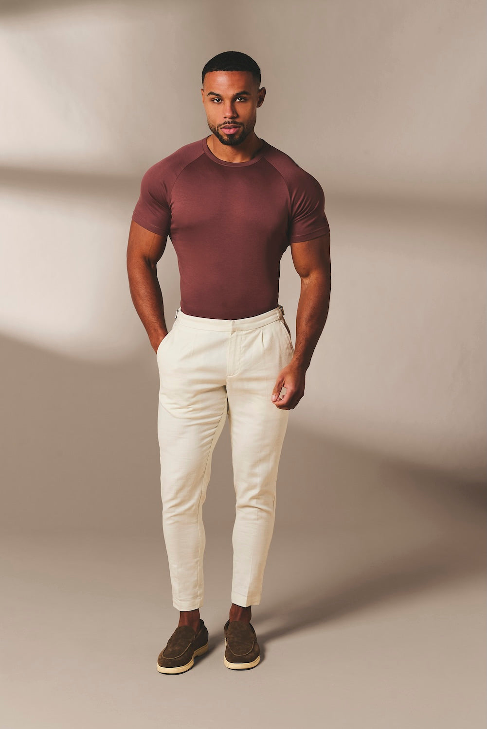 Mercerised Cotton T-Shirt in Burnt Terracotta