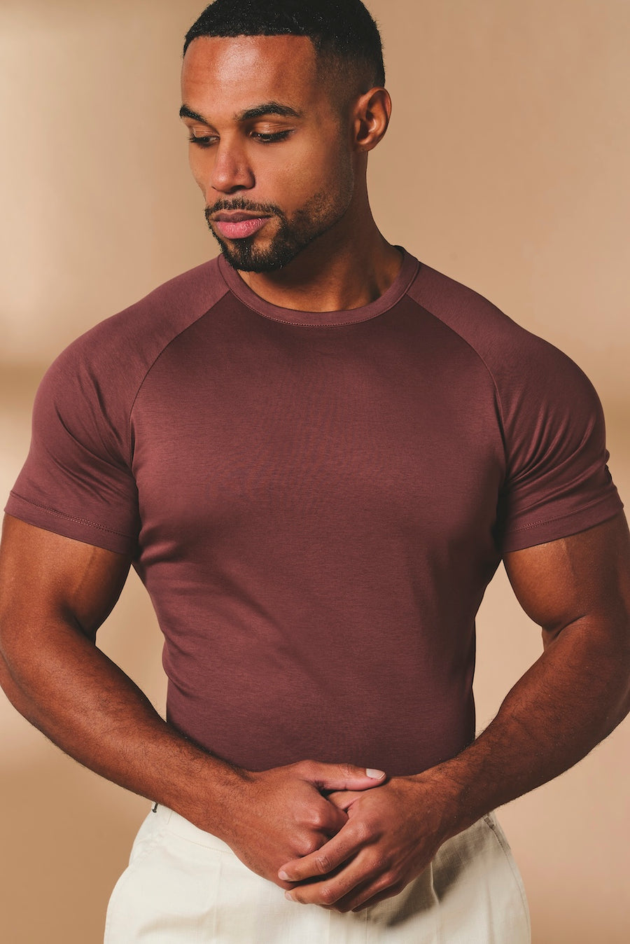 Mercerised Cotton T-Shirt in Burnt Terracotta - TAILORED ATHLETE - USA