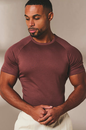Mercerised Cotton T-Shirt in Burnt Terracotta