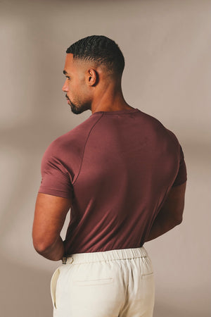 Mercerised Cotton T-Shirt in Burnt Terracotta