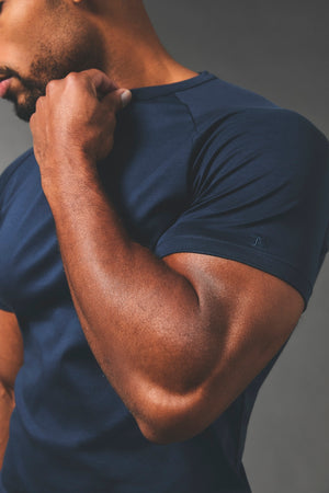 Mercerised Cotton T-Shirt in Navy - TAILORED ATHLETE - USA