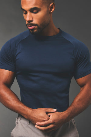 Mercerised Cotton T-Shirt in Navy - TAILORED ATHLETE - USA