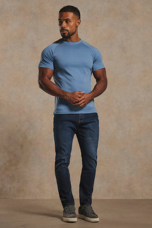 Mercerised Cotton T-Shirt in Airforce