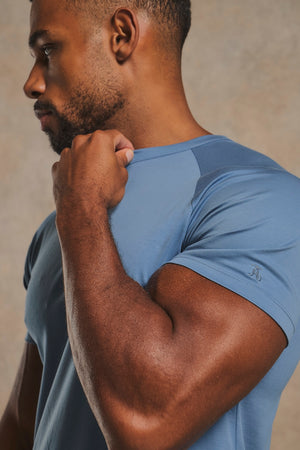 Mercerised Cotton T-Shirt in Airforce
