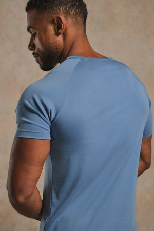 Mercerised Cotton T-Shirt in Airforce