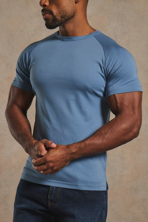 Mercerised Cotton T-Shirt in Airforce