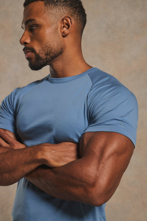 Mercerised Cotton T-Shirt in Airforce