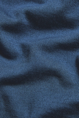 Extra Fine Merino Wool Open Collar Polo Shirt in Airforce Blue - TAILORED ATHLETE - USA