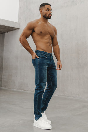 Athletic Fit Jeans in Mid Blue - TAILORED ATHLETE - USA