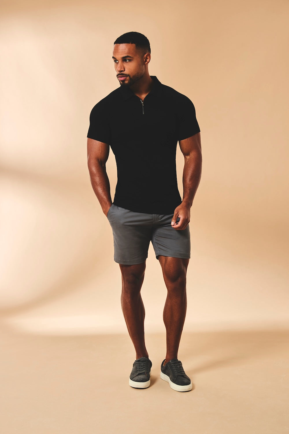 Athletic Fit Stretch Chino Shorts 7" in Dark Pewter - TAILORED ATHLETE - USA