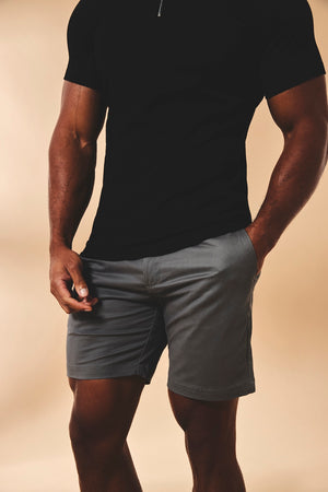 Athletic Fit Stretch Chino Shorts 7" in Dark Pewter - TAILORED ATHLETE - USA
