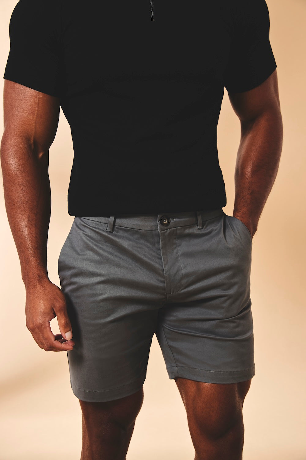 Athletic Fit Stretch Chino Shorts 7" in Dark Pewter - TAILORED ATHLETE - USA