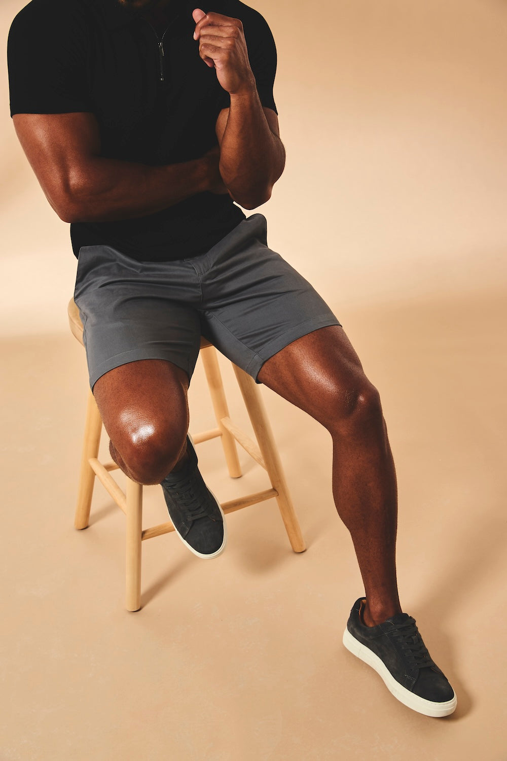 Athletic Fit Stretch Chino Shorts 7" in Dark Pewter - TAILORED ATHLETE - USA