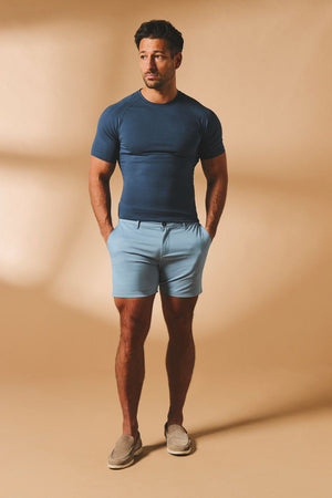 Athletic Fit Stretch Chino Shorts 5" in Light Blue - TAILORED ATHLETE - USA