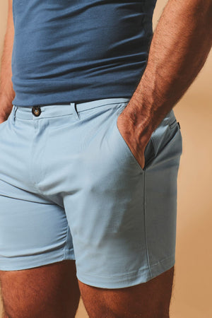 Athletic Fit Stretch Chino Shorts 5" in Light Blue - TAILORED ATHLETE - USA