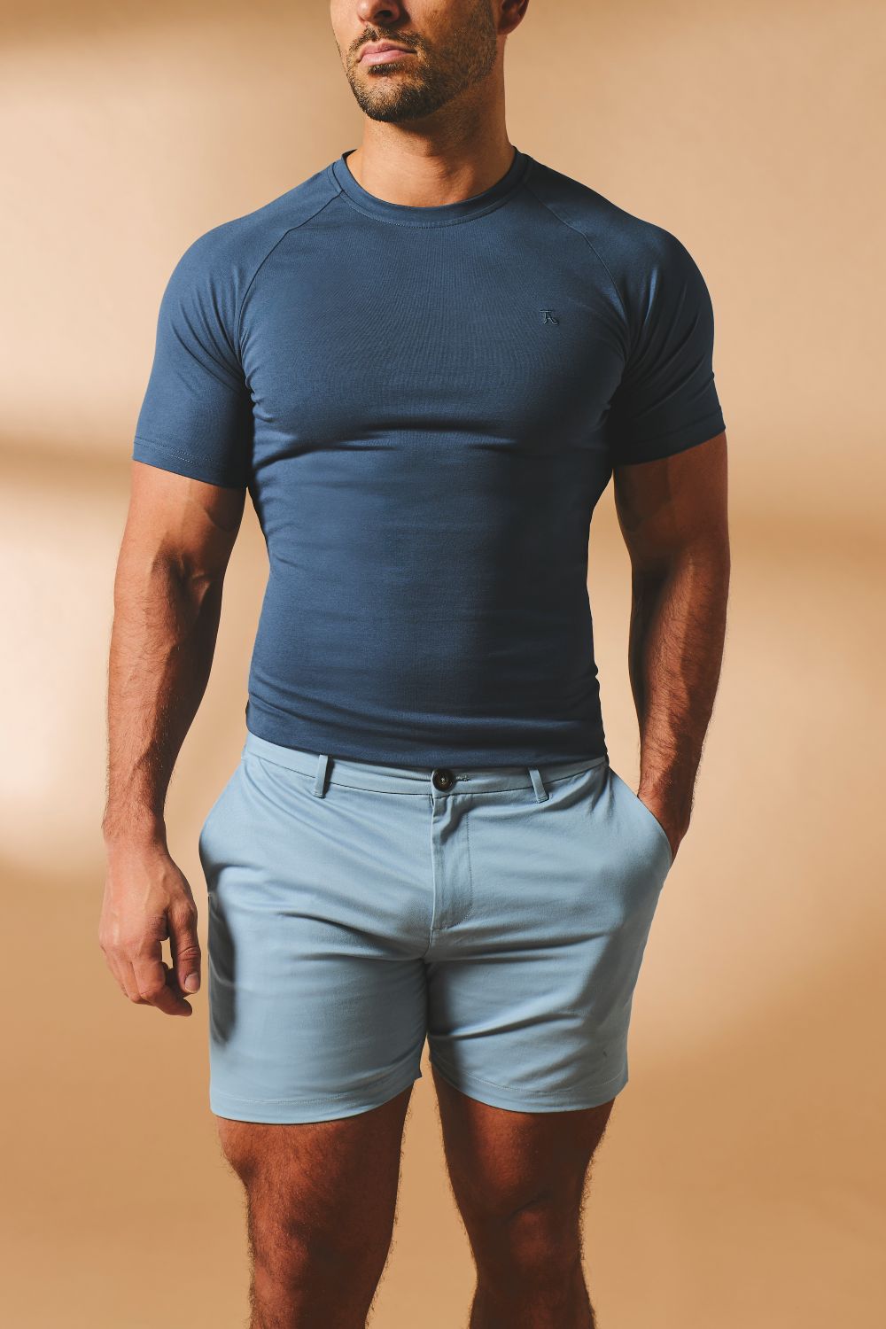 Athletic Fit Stretch Chino Shorts 5" in Light Blue - TAILORED ATHLETE - USA