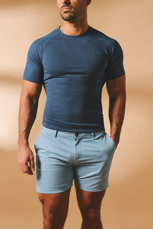 Athletic Fit Stretch Chino Shorts 5" in Light Blue - TAILORED ATHLETE - USA