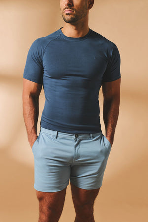 Athletic Fit Stretch Chino Shorts 5" in Light Blue - TAILORED ATHLETE - USA