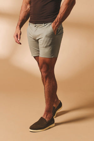 Athletic Fit Chino Shorts 5" in Soft Khaki - TAILORED ATHLETE - USA