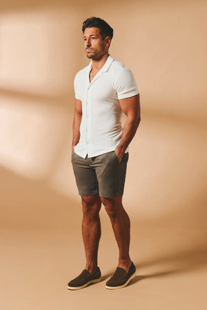 Athletic Fit Stretch Chino Shorts 7" in Mocha - TAILORED ATHLETE - USA