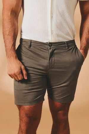 Athletic Fit Stretch Chino Shorts 7" in Mocha - TAILORED ATHLETE - USA