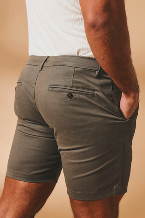 Athletic Fit Stretch Chino Shorts 7" in Mocha - TAILORED ATHLETE - USA