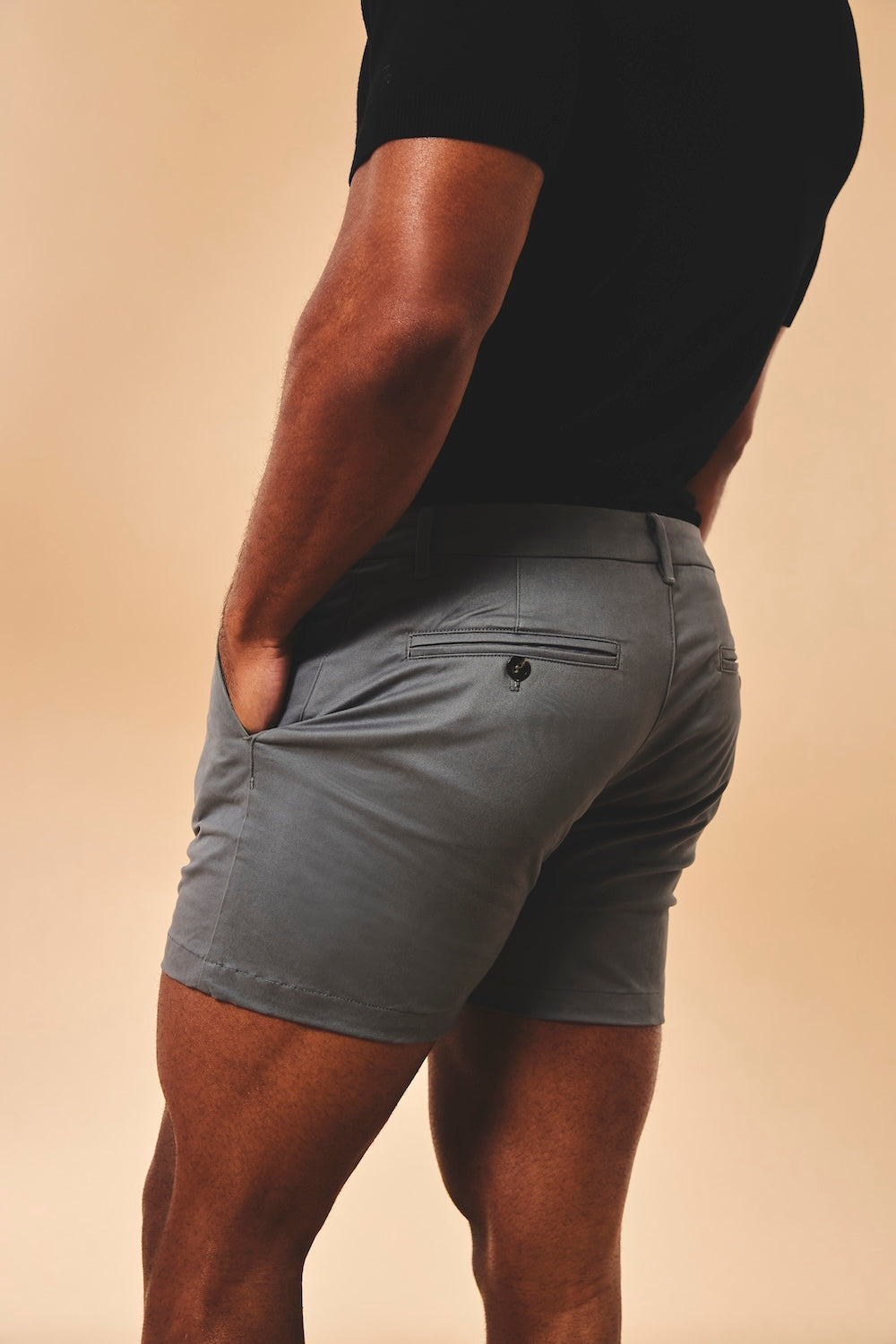 Athletic Fit Stretch Chino Shorts 5" in Dark Pewter - TAILORED ATHLETE - USA