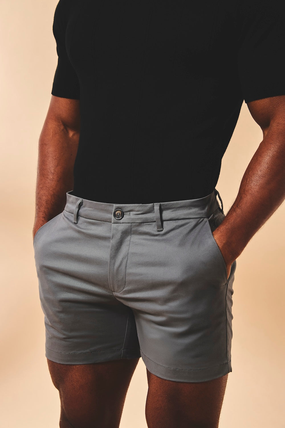 Athletic Fit Stretch Chino Shorts 5" in Dark Pewter - TAILORED ATHLETE - USA