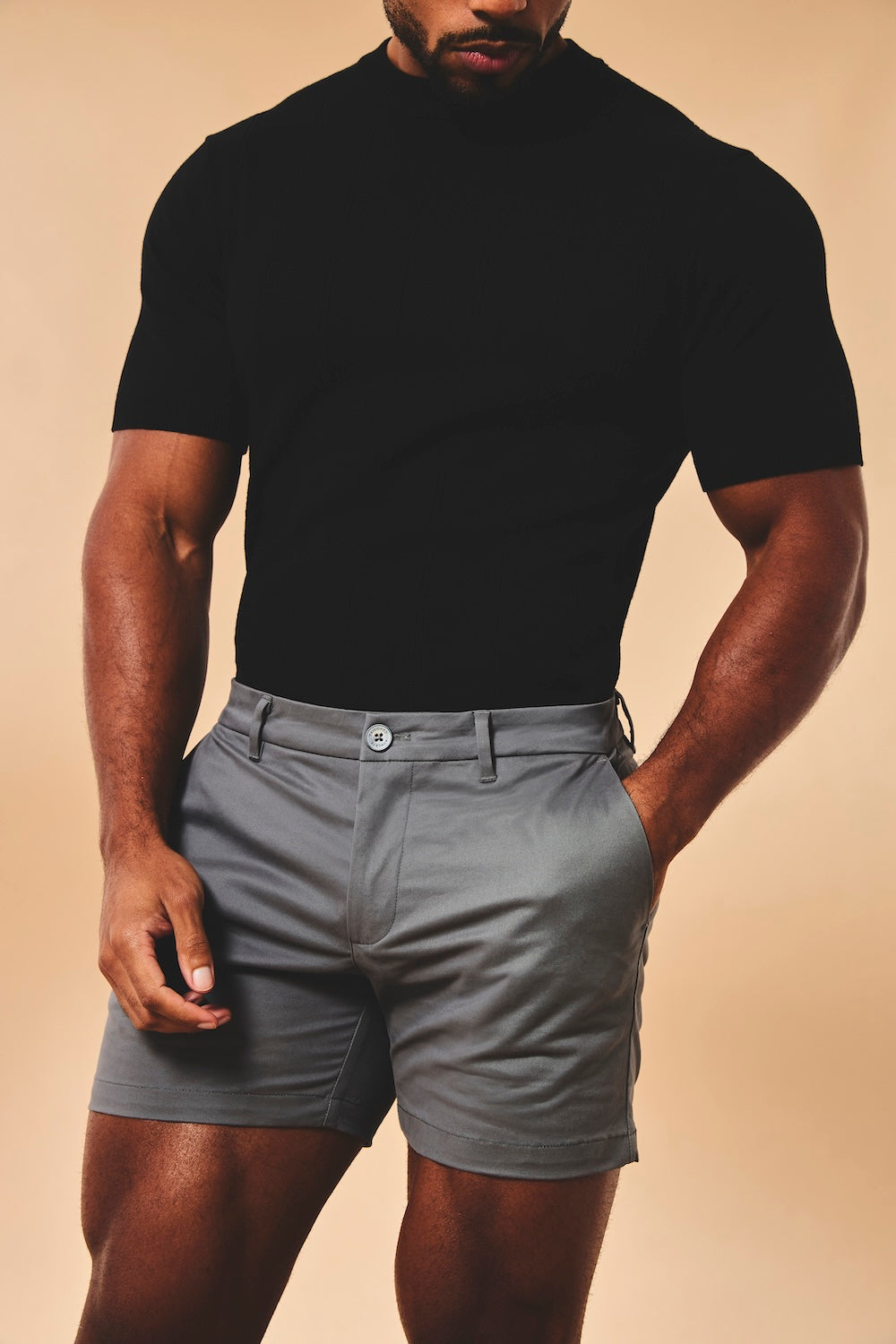 Athletic Fit Stretch Chino Shorts 5" in Dark Pewter - TAILORED ATHLETE - USA
