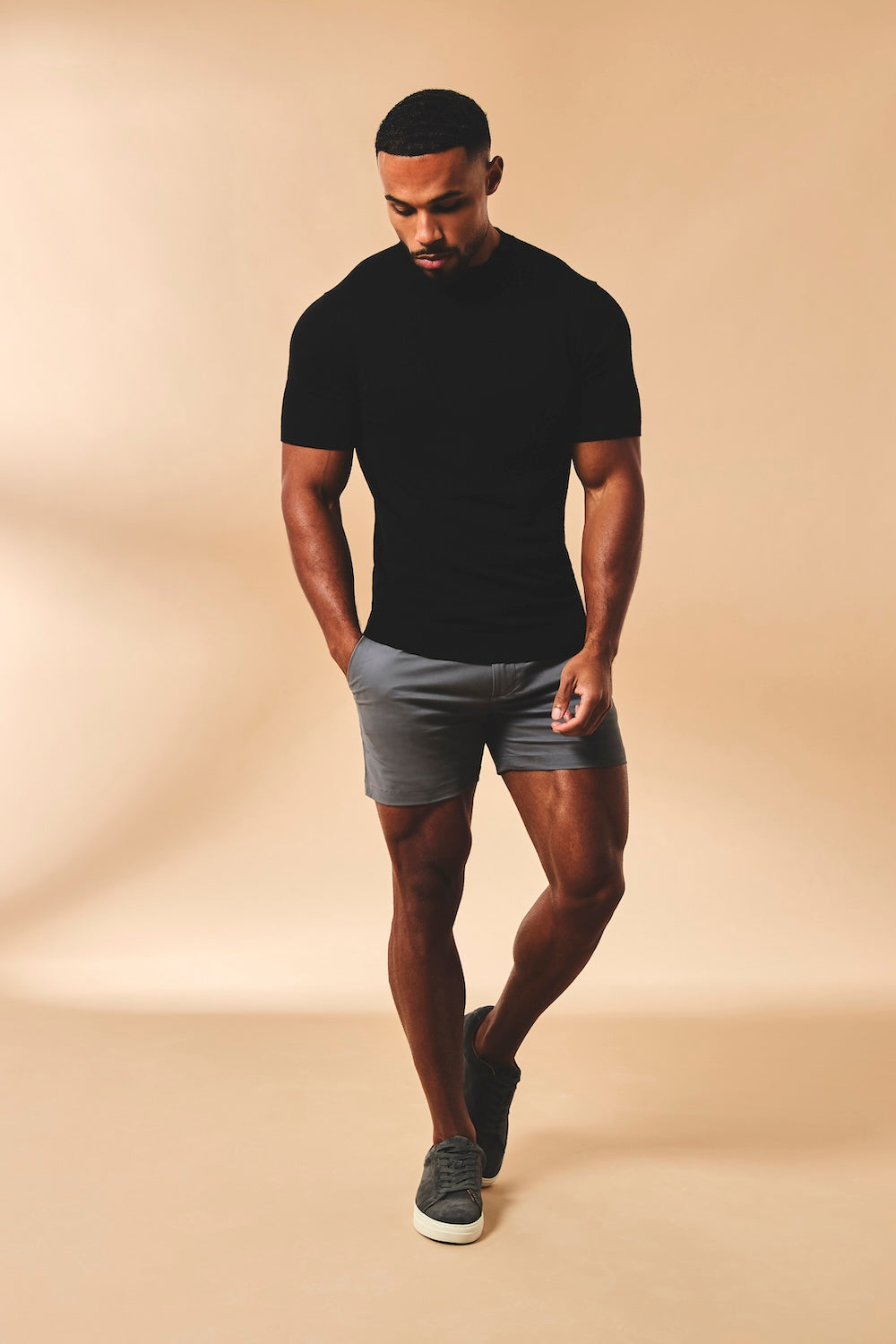 Athletic Fit Stretch Chino Shorts 5" in Dark Pewter - TAILORED ATHLETE - USA