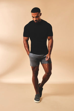 Athletic Fit Stretch Chino Shorts 5" in Dark Pewter - TAILORED ATHLETE - USA