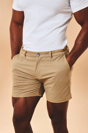 Athletic Fit Stretch Chino Shorts 5" in Dark Stone - TAILORED ATHLETE - USA