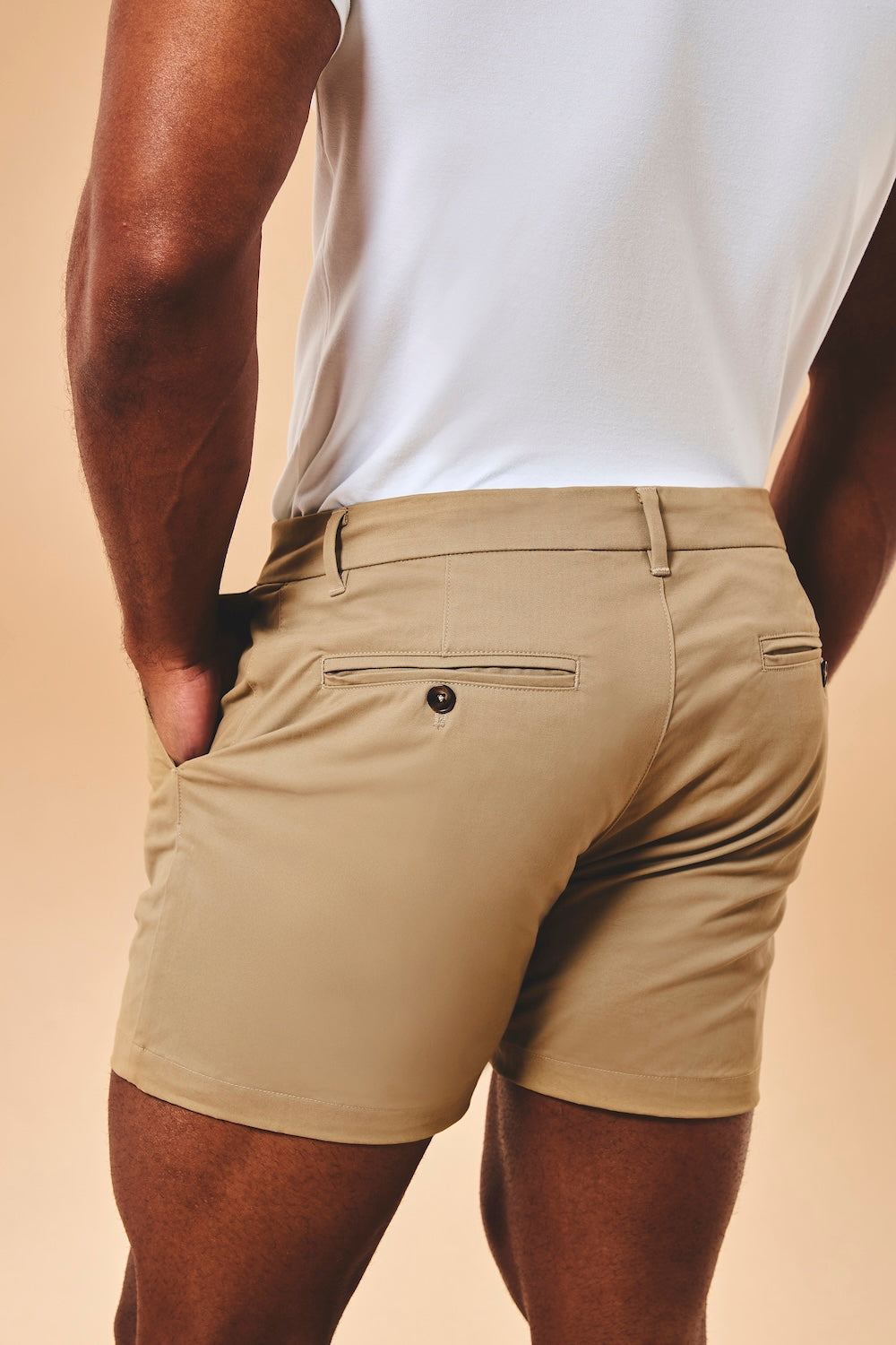 Athletic Fit Stretch Chino Shorts 5" in Dark Stone - TAILORED ATHLETE - USA