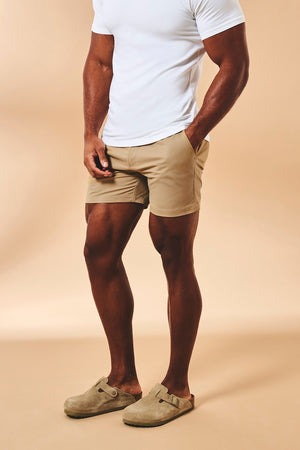 Athletic Fit Stretch Chino Shorts 5" in Dark Stone - TAILORED ATHLETE - USA