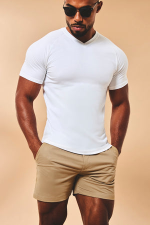 Athletic Fit Stretch Chino Shorts 5" in Dark Stone - TAILORED ATHLETE - USA
