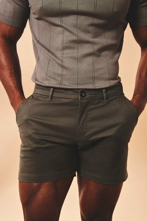 Athletic Fit Stretch Chino Shorts 5" in Mocha - TAILORED ATHLETE - USA