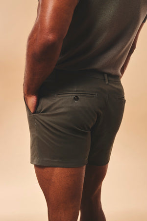 Athletic Fit Stretch Chino Shorts 5" in Mocha - TAILORED ATHLETE - USA