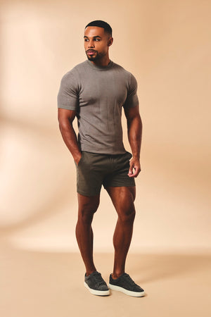 Athletic Fit Stretch Chino Shorts 5" in Mocha - TAILORED ATHLETE - USA
