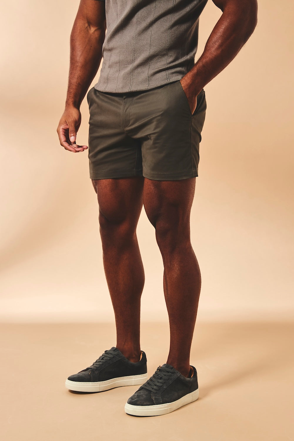 Athletic Fit Stretch Chino Shorts 5" in Mocha - TAILORED ATHLETE - USA
