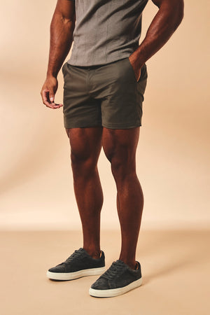 Athletic Fit Stretch Chino Shorts 5" in Mocha - TAILORED ATHLETE - USA