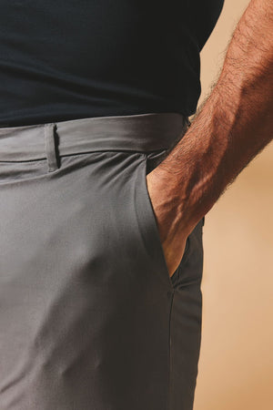 Athletic Fit Cotton Stretch Chino Pants in Dark Grey - TAILORED ATHLETE - USA