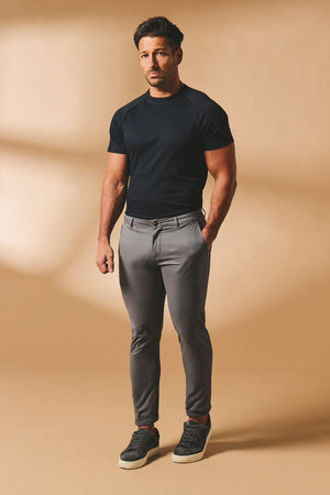 Athletic Fit Cotton Stretch Chino Pants in Dark Grey - TAILORED ATHLETE - USA