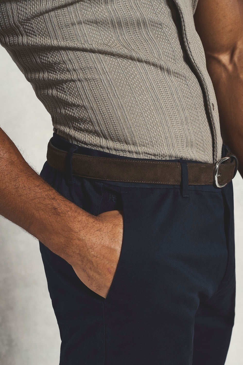 Athletic Fit Cotton Stretch Chino Pants in Navy - TAILORED ATHLETE - USA