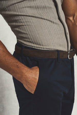 Athletic Fit Cotton Stretch Chino Pants in Navy - TAILORED ATHLETE - USA