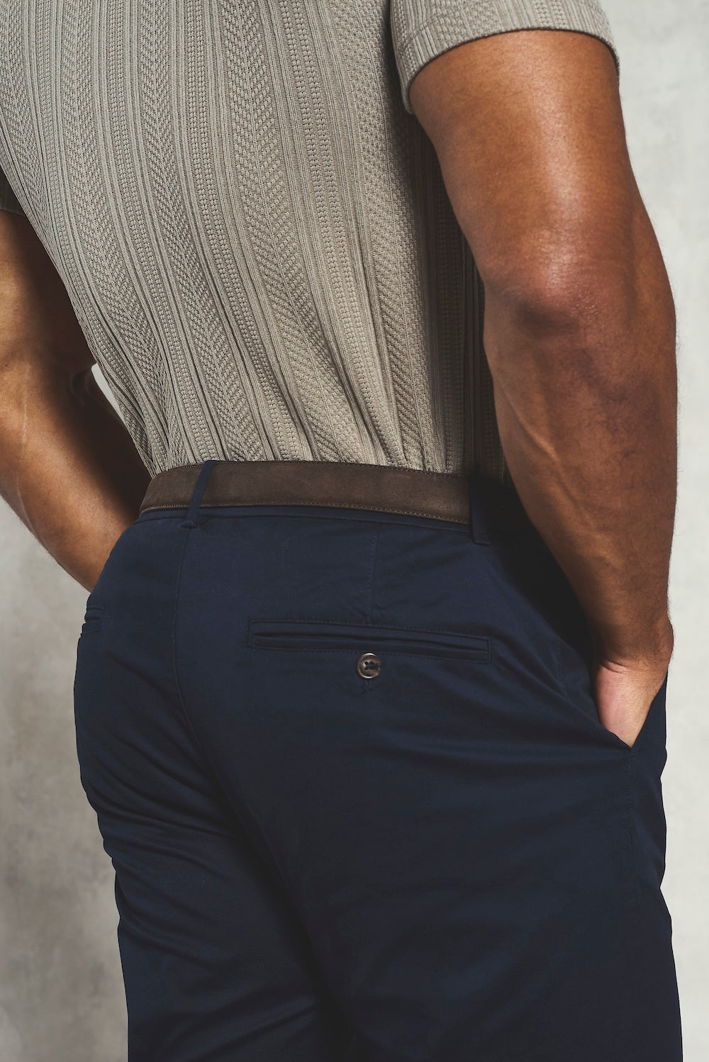 Athletic Fit Cotton Stretch Chino Pants in Navy - TAILORED ATHLETE - USA