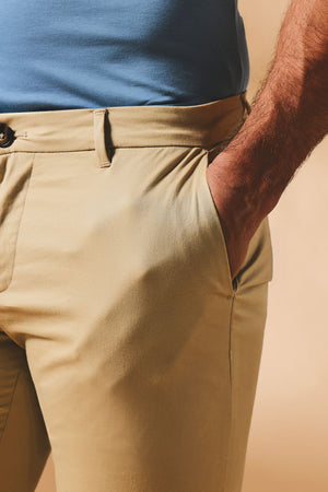 Athletic Fit Cotton Stretch Chino Pants in Stone - TAILORED ATHLETE - USA