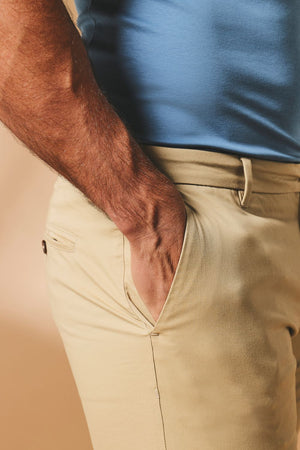 Athletic Fit Cotton Stretch Chino Pants in Stone - TAILORED ATHLETE - USA