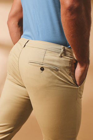 Athletic Fit Cotton Stretch Chino Pants in Stone - TAILORED ATHLETE - USA