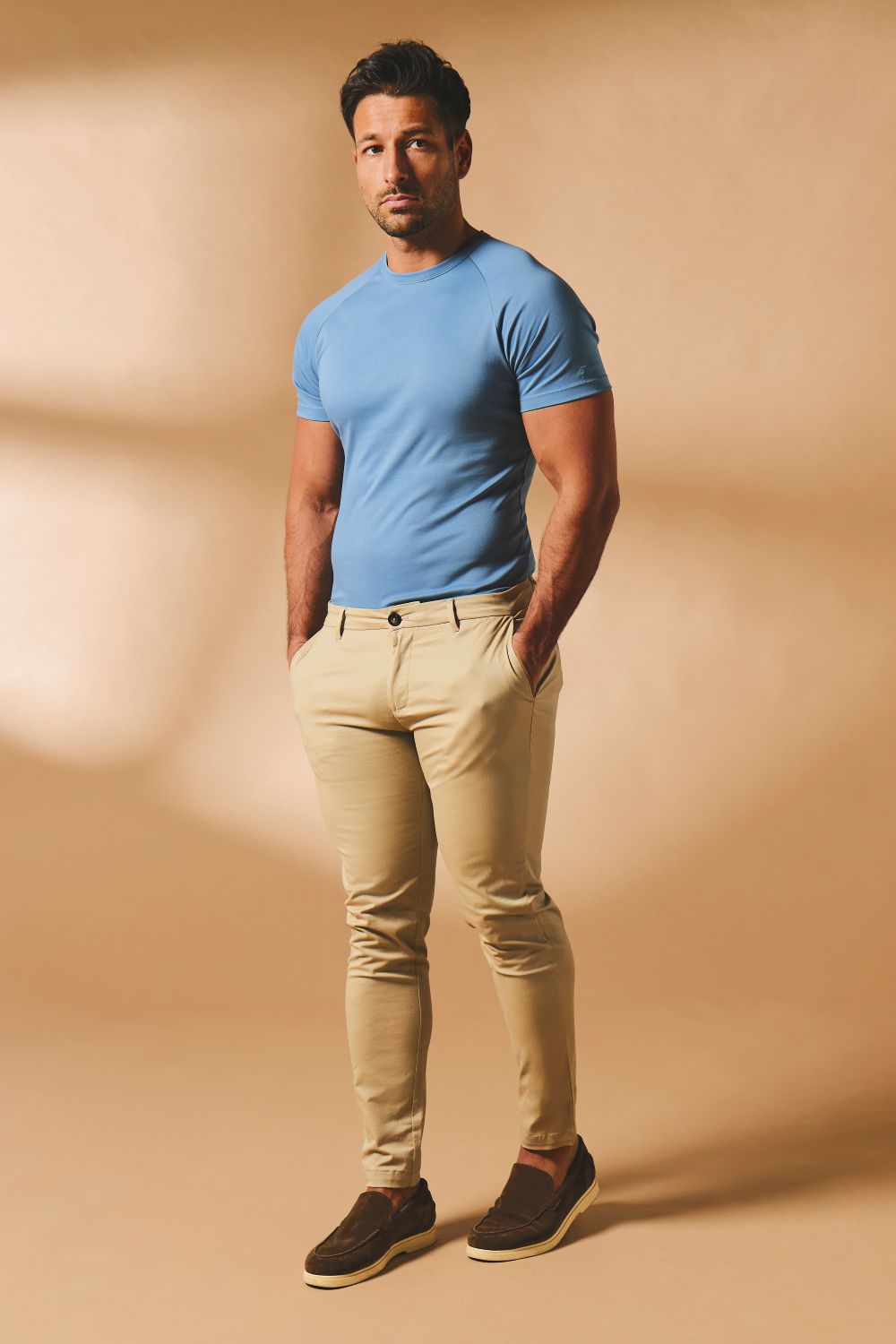 Athletic Fit Cotton Stretch Chino Pants in Stone - TAILORED ATHLETE - USA