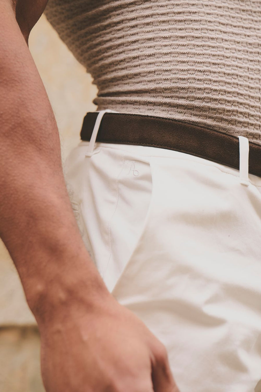 Athletic Fit Cotton Stretch Chino Pants in Chalk - TAILORED ATHLETE - USA